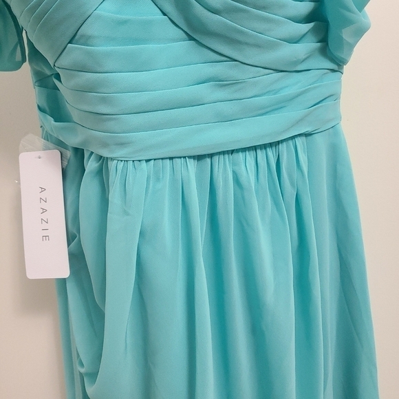 NEW AZAZIE Millie Spa Teal Chiffon Bridesmaid Dress Size A8 NWT - Picture 4 of 11